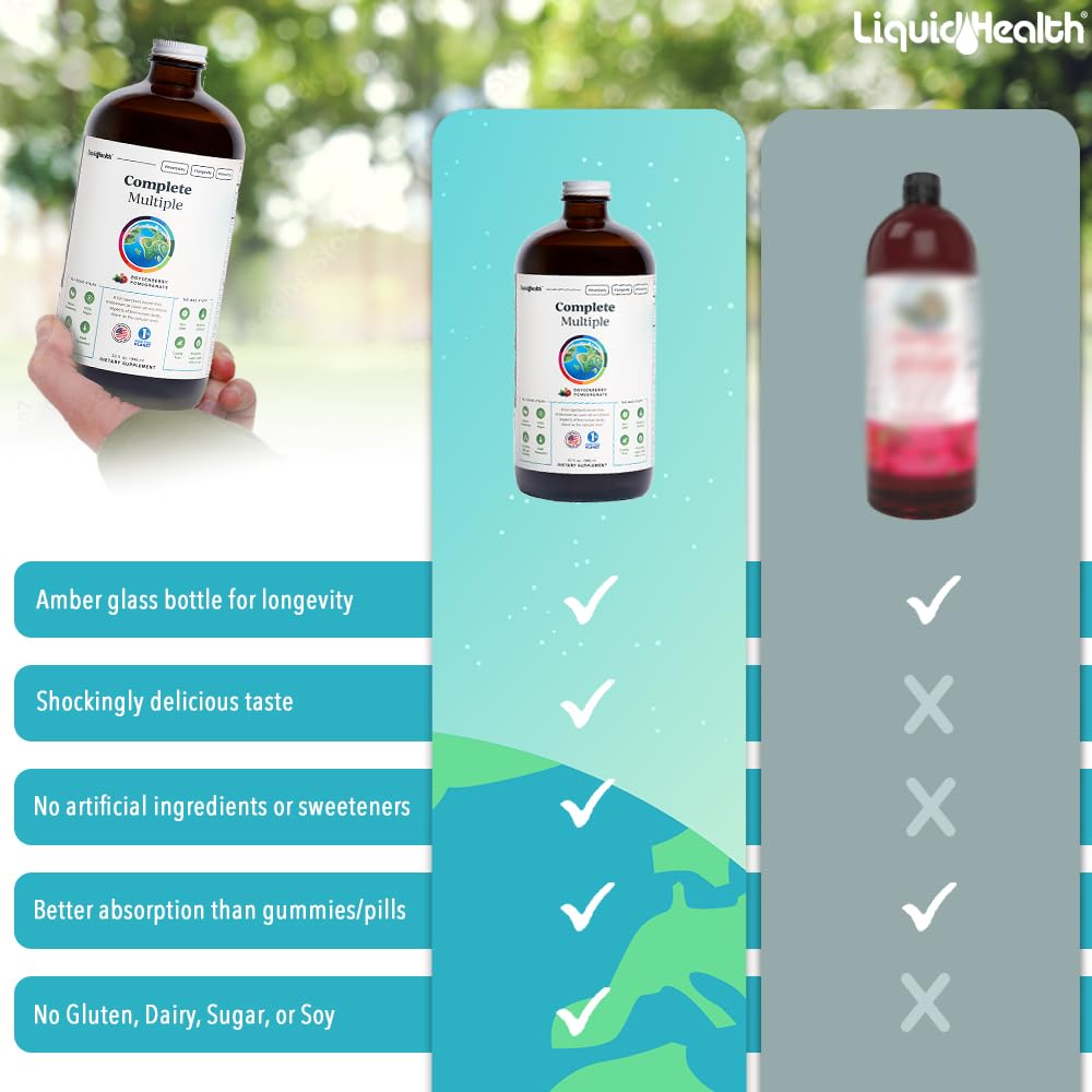 LIQUIDHEALTH Complete Multiple Adult Liquid Multivitamin - Essential Vitamins, Minerals & Nutrients, Immune Support, Gut Health, Energy, Detox - Made in USA, Vegan, Non-GMO, Sugar-Free (32 oz) LIQUIDHEALTHBuy Supplements Australia