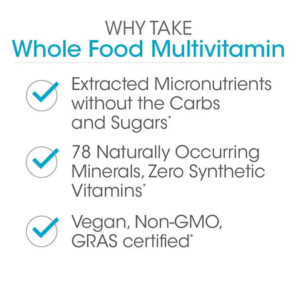 Silver Fern Whole Food Daily Multi Vitamin w/Trace Mineral Blend Supplement - 1 Bottle - 60 Vegicaps - 30 Day Supply - Natural Silver Fern