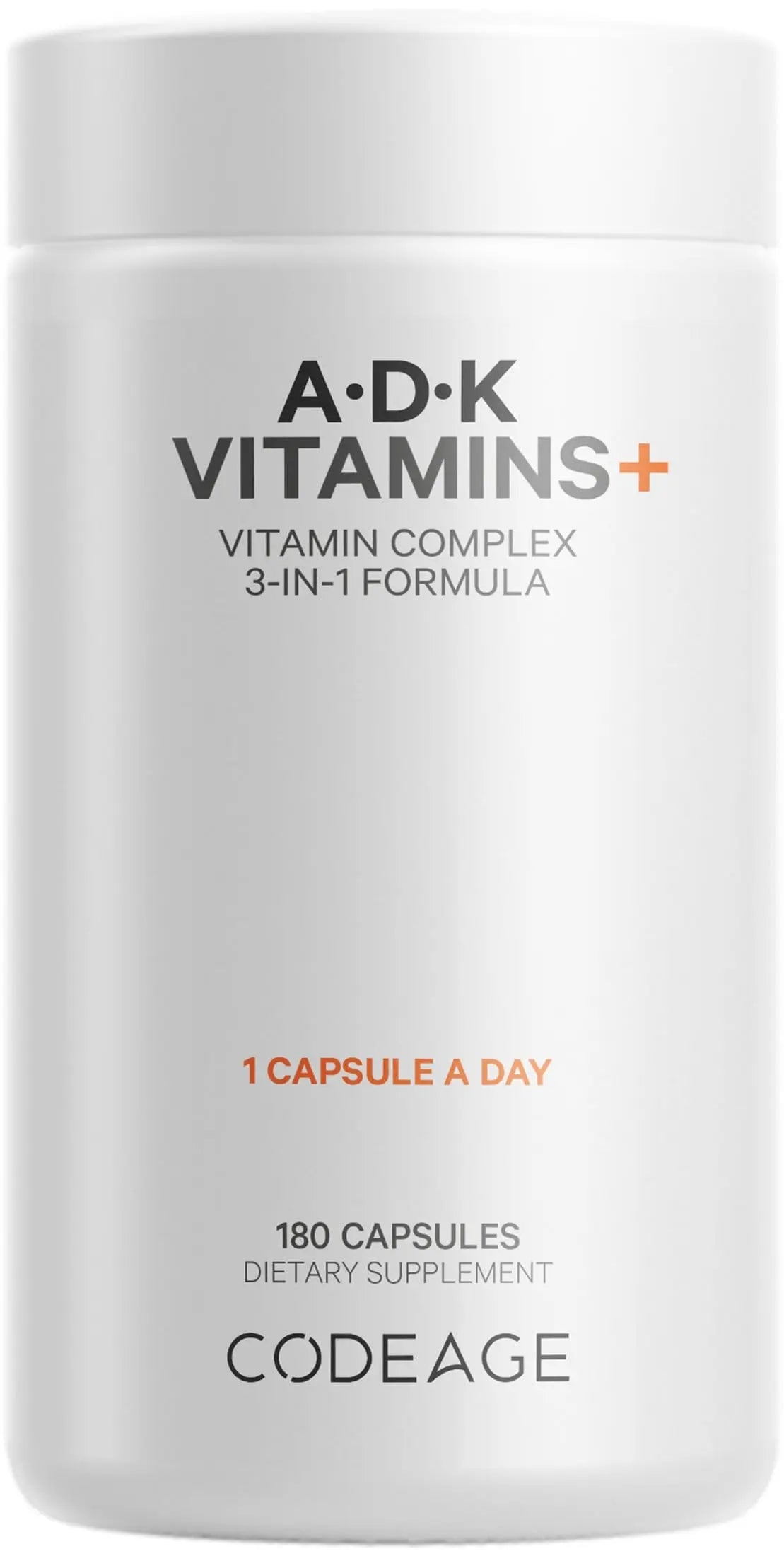 Codeage ADK Vitamins Supplement - Essential Vitamin A, D3 5000 IU, K1 & K2 (MK4 & MK7) - 6-Month Supply - 1 Capsule per Serving Codeage