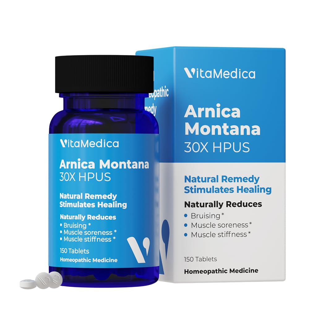 VitaMedica Arnica Montana 30X Rapid Dissolve Arnica Tablets for Natural Pain, Bruising, and Swelling Support - Homeopathic Medicine for Injury and Surgery Recovery - 150 Ct - 50 Servings VitaMedicaBuy Supplements Australia