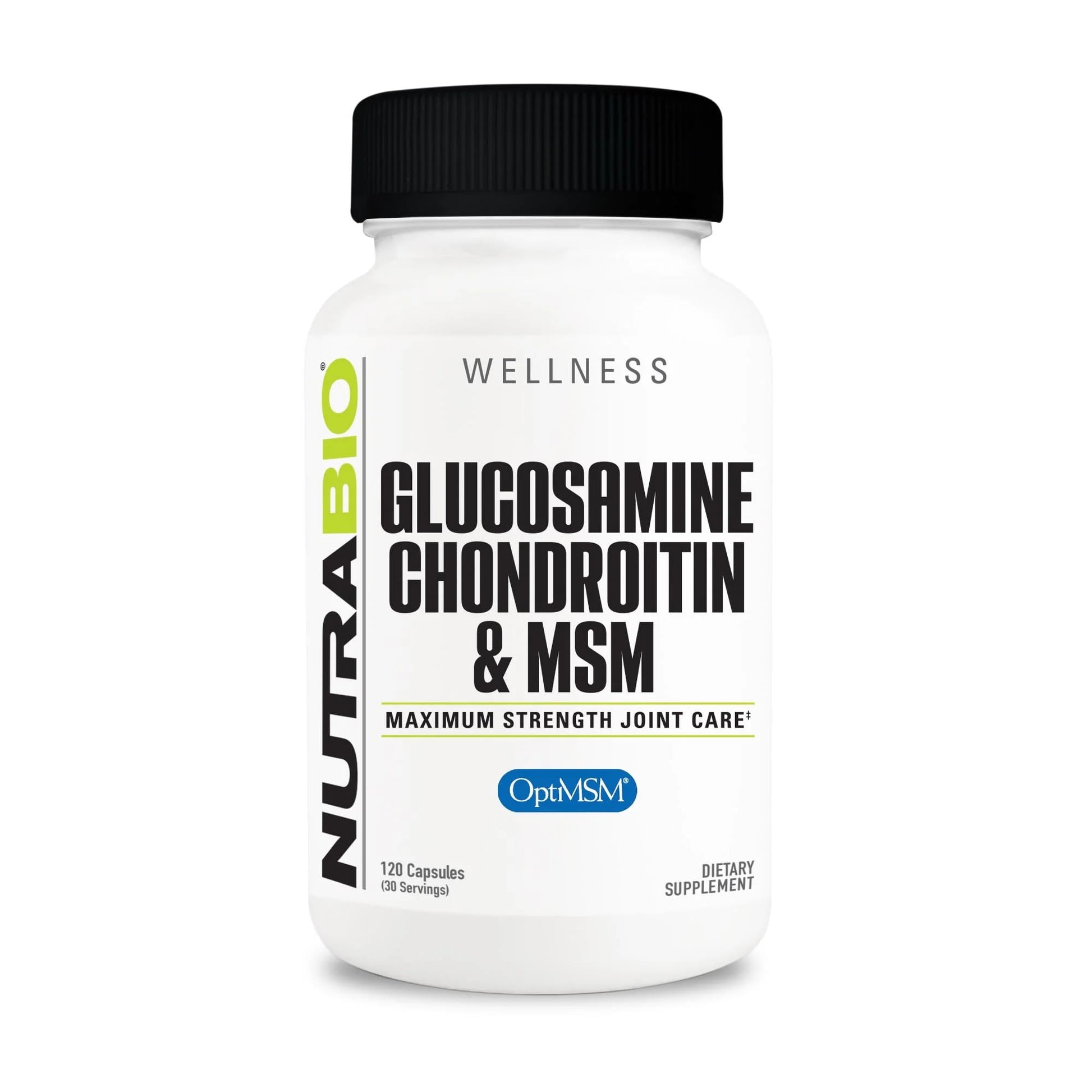 NutraBio Glucosamine Chondroitin & OptiMSM Supplement, Joint Support Formula - 120 Capsules (120 Count) NutraBioBuy Supplements Australia