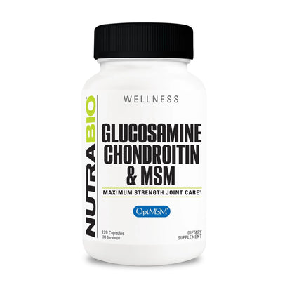 NutraBio Glucosamine Chondroitin & OptiMSM Supplement, Joint Support Formula - 120 Capsules (120 Count) NutraBioBuy Supplements Australia