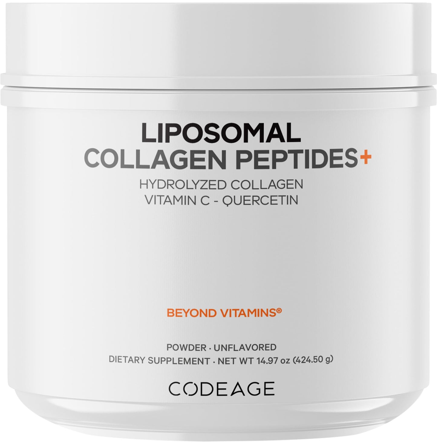 Codeage Liposomal Collagen Peptides Powder + Vitamin C & Quercetin, Phospholipid Complex, Grass-Fed Pasture-Raised Hydrolyzed Collagen Type I & III Supplement All-in-One, Non-GMO, 14.97 oz CodeageBuy Supplements Australia