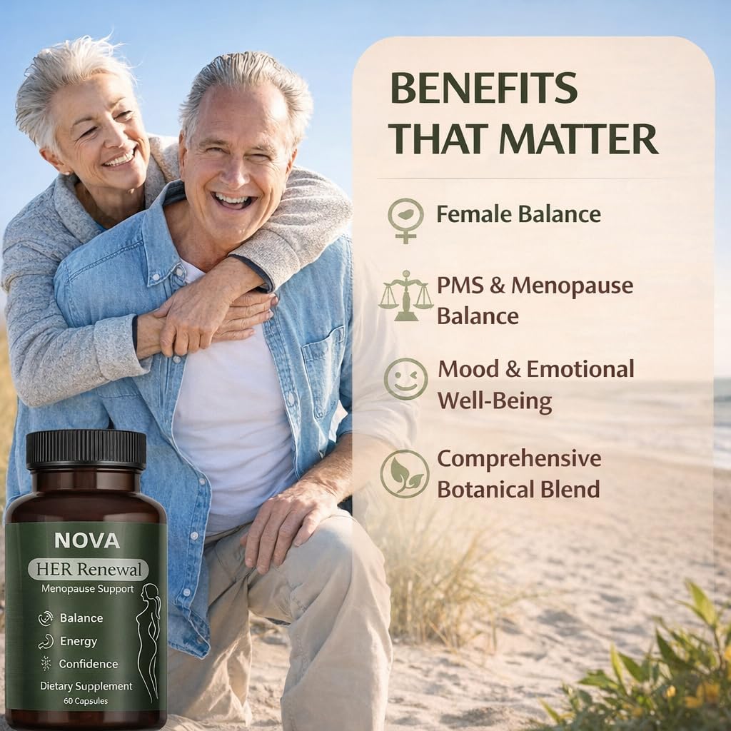 DFTLUUE NOVA Menopause Relief Support for Her - Probiotic Estrogen Balance Formula with Curcuminoids & Botanical Extracts – Supports Hormonal Balance, Comfort & Daily Well-Being – 60 Capsules (1) DFTLUUEBuy Supplements Australia