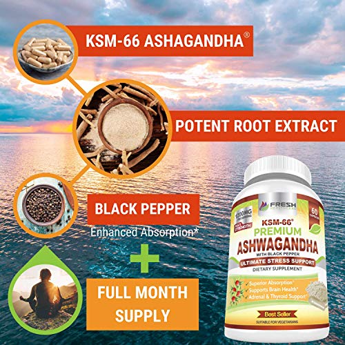 FRESH HEALTHCARE Ashwagandha Capsules KSM 66-1200mg Pure and Potent FRESH HEALTHCAREBuy Supplements Australia