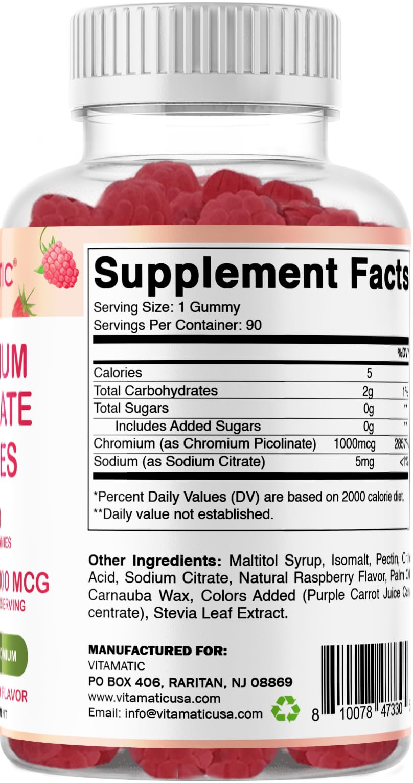 Vitamatic Chromium Picolinate 1000 mcg - 90 Gummies - High Potency Chromium VitamaticBuy Supplements Australia