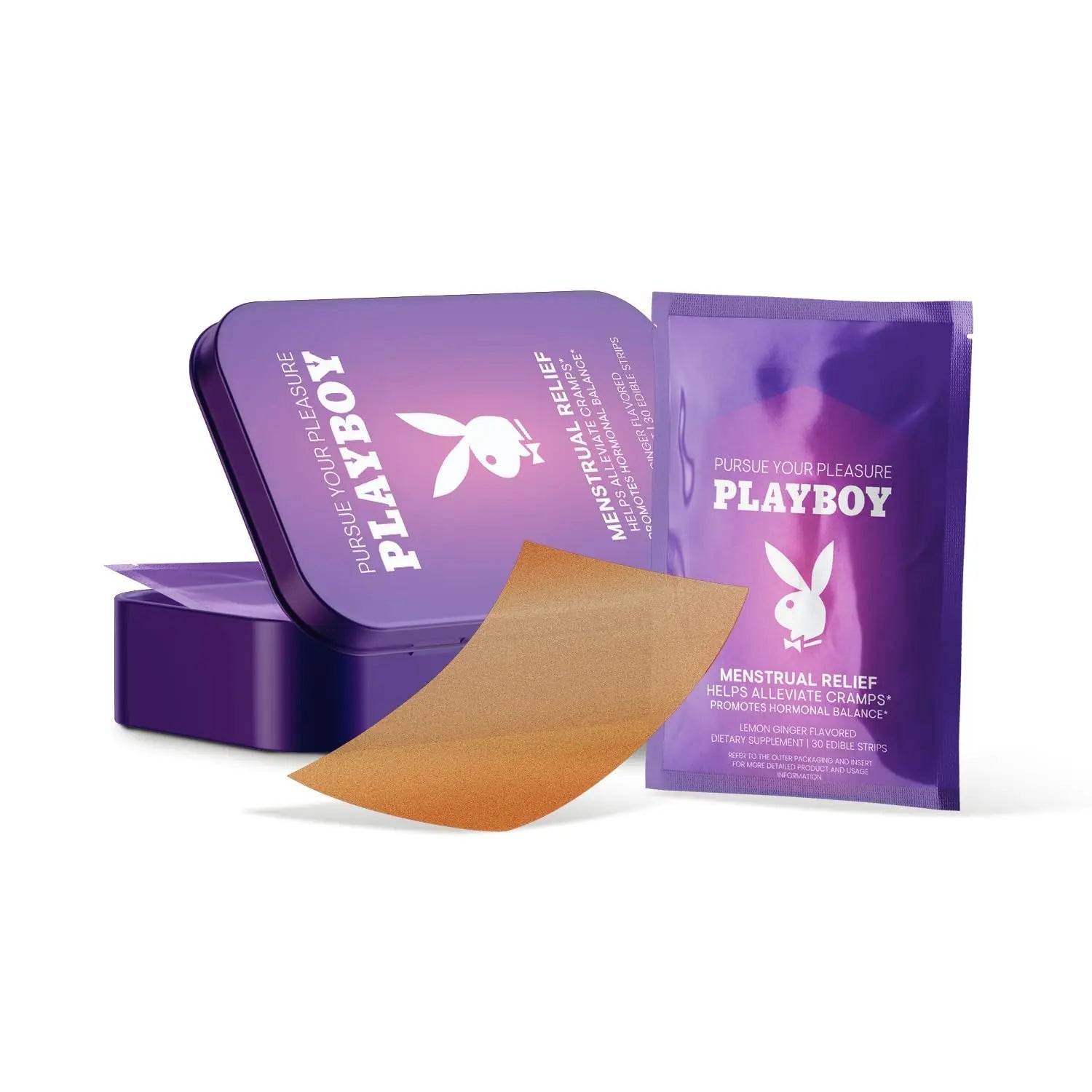 AVID Playboy - Menstrual Relief PMS Oral Strips (30 Edible Strips) Fast Dissolving PMS Cramp Relief & Hormonal Balance Strips for Women - Lemon Ginger Flavored Multi-Benefit PMS Supplement for Women AvidBuy Supplements Australia