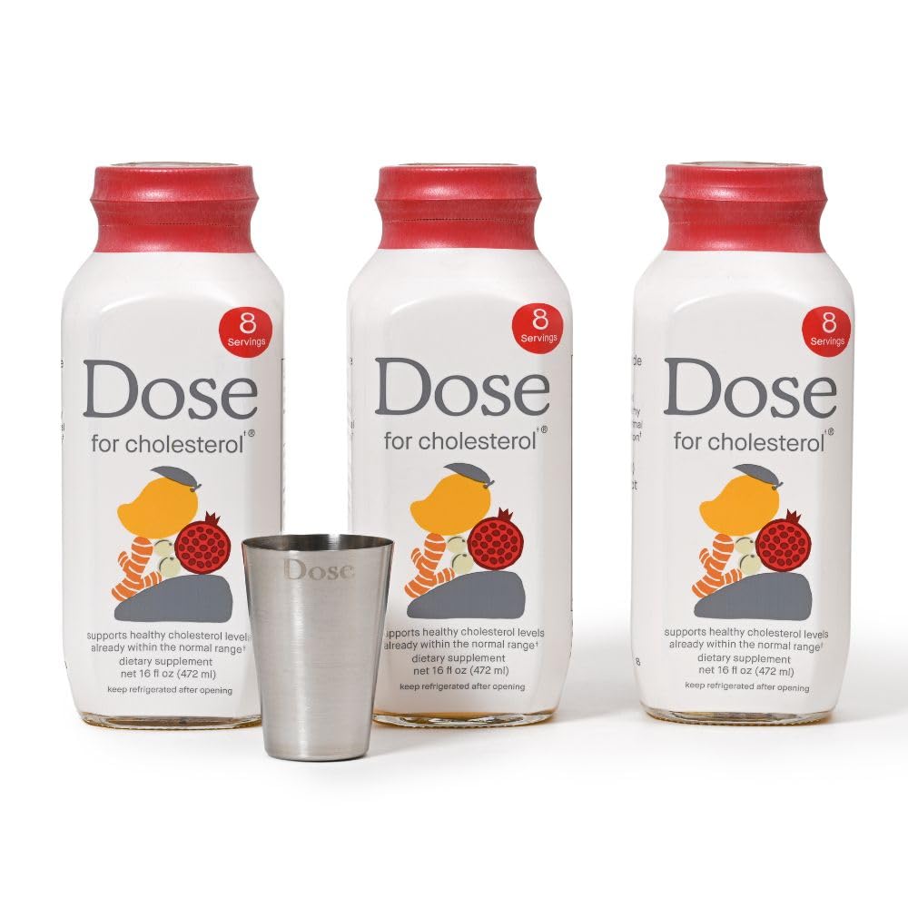 DOSE for Cholesterol Supplements Maintain Healthy Cholesterol Levels and Supports Cardiovascular Health Gluten-Free Vegan Zero Sugar, 16oz Bottle, 3 Pack (3 Week Supply) DOSEBuy Supplements Australia