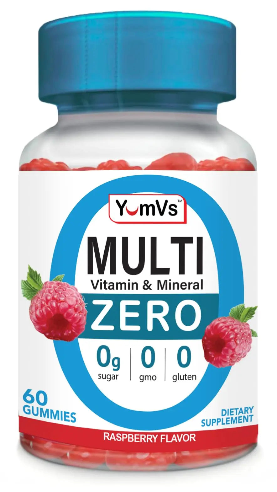 YUM-V'S Multivitamin Zero Gummies by YumVs | Sugar-Free Vitamins Supplement for Women & Men | Chromium, Thiamine, and Magnesium | YUM-V'S