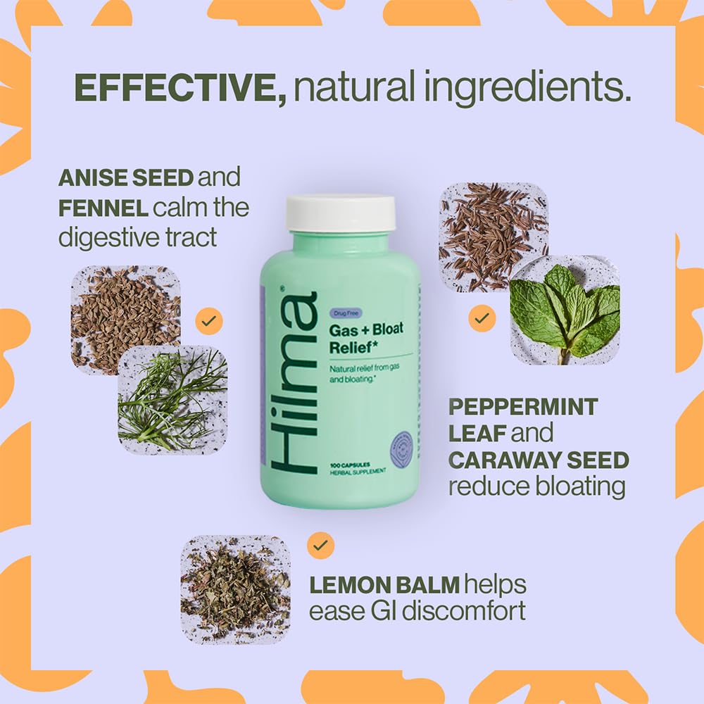 Hilma Natural Gas & Bloating Relief - with Lemon Balm, Fennel & Peppermint Leaf HilmaBuy Supplements Australia