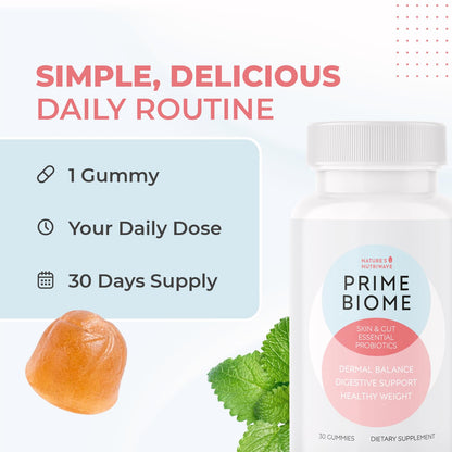 Nature’s NutriWave PrimeBiome Probiotic Gummies – Plant-Based Blend with Inulin, Lion’s Mane, Ginger & More– Non-GMO, No Stimulants,