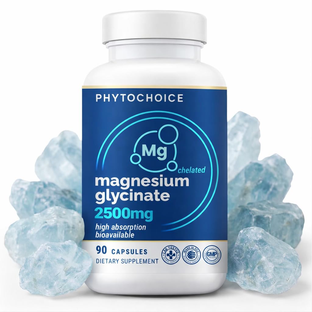 Magnesium for Sleep & Recovery – High Potency 2500mg Magnesium Glycinate for Men & Women, Chelated for High Absorption, Supports Deep Rest, Nerve & Muscle Recovery, Made in USA, 1 Month Supply PHYTOCHOICEBuy Supplements Australia