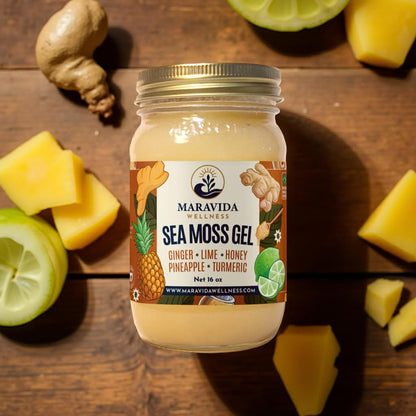 Maravida Wellness Sea Moss Gel – Pineapple, Lime, Honey, Ginger & Turmeric – 100% Natural Raw Organic Irish Moss – 16oz Jar – Premium Superfood for Everyday Wellness Maravida WellnessBuy Supplements Australia