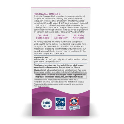 Nordic Naturals Postnatal Omega-3, Lemon - 60 Soft Gels - 1120 Total Omega-3 + 1000 IU Vitamin D3 - Formulated for New Moms; Supports Optimal Wellness,