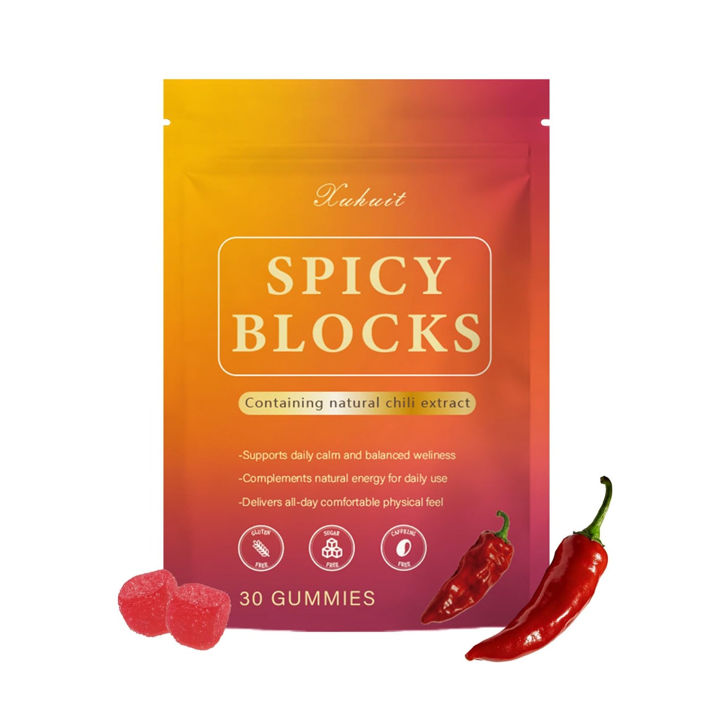 Spicy Blocks for Couples-with Chili Pepper , Maca Root & Epimedium Extract | Supports Emotional Warmth & Daily Comfort | Peach Flavor, Mild Spicy Kick, Vegan-Friendly, No Artificial Additives (1) PBZPBZBuy Supplements Australia