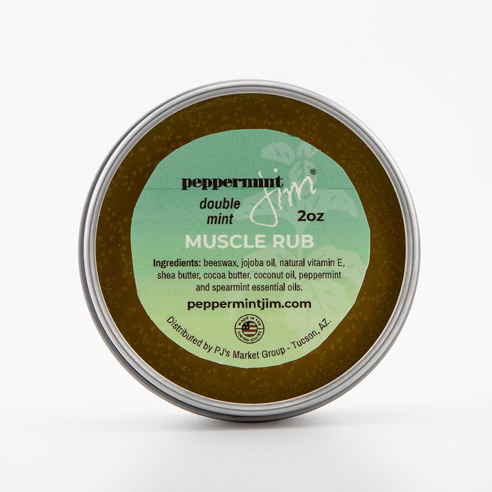 Peppermint Jim Double Mint Muscle Rub Balm 2oz, Fast Absorbing Cooling Relief Cream with Peppermint & Spearmint Oils, Non Greasy Soothing Balm for Sore Muscles, Back, Neck & Joints - Plant Based Peppermint JimBuy Supplements Australia