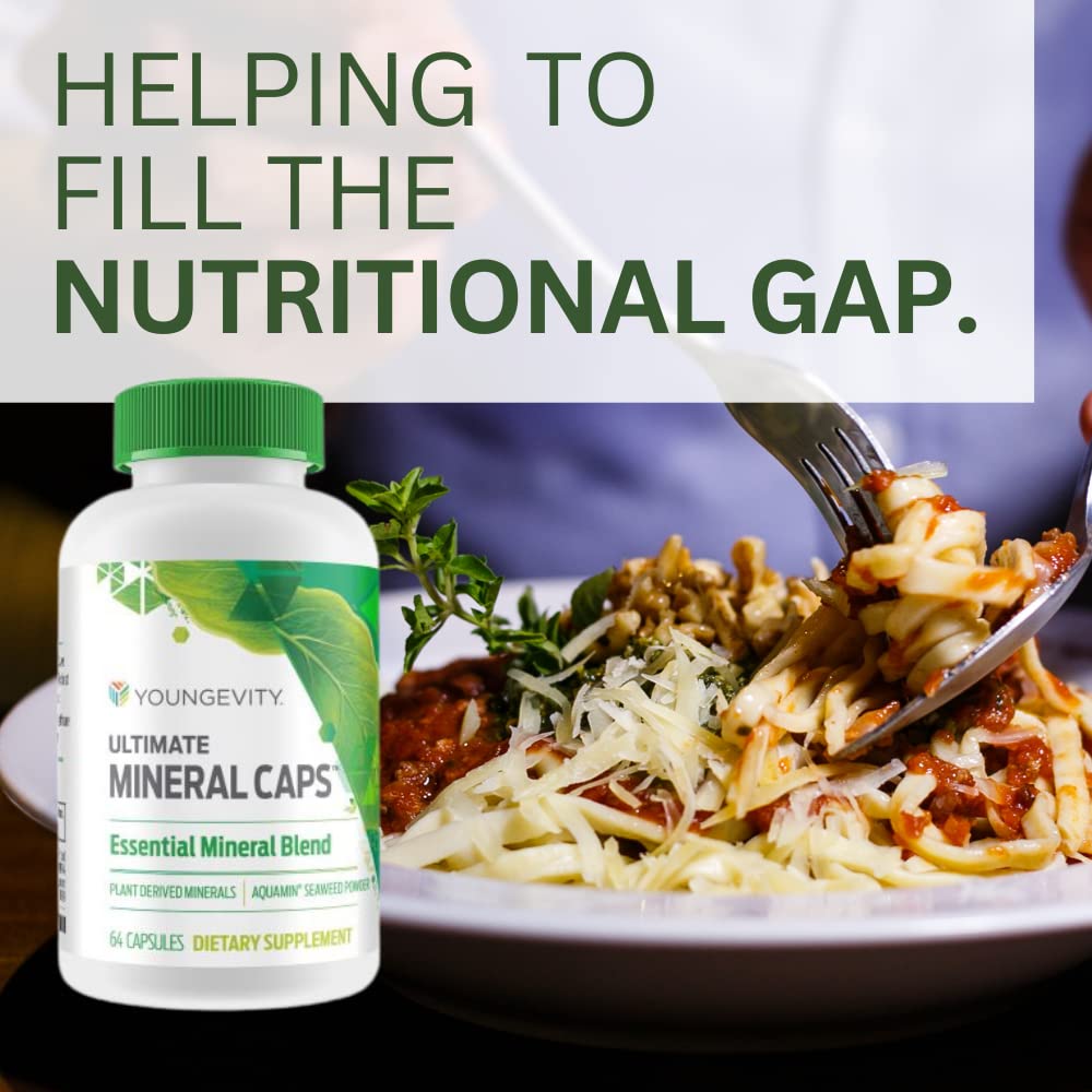 Youngevity Ultimate Mineral Caps™ - 70+ Essential Full Spectrum Trace Minerals - Nutrient-Dense, Derived from Humic & Aquamin Seaweed (64 Capsule) YoungevityBuy Supplements Australia