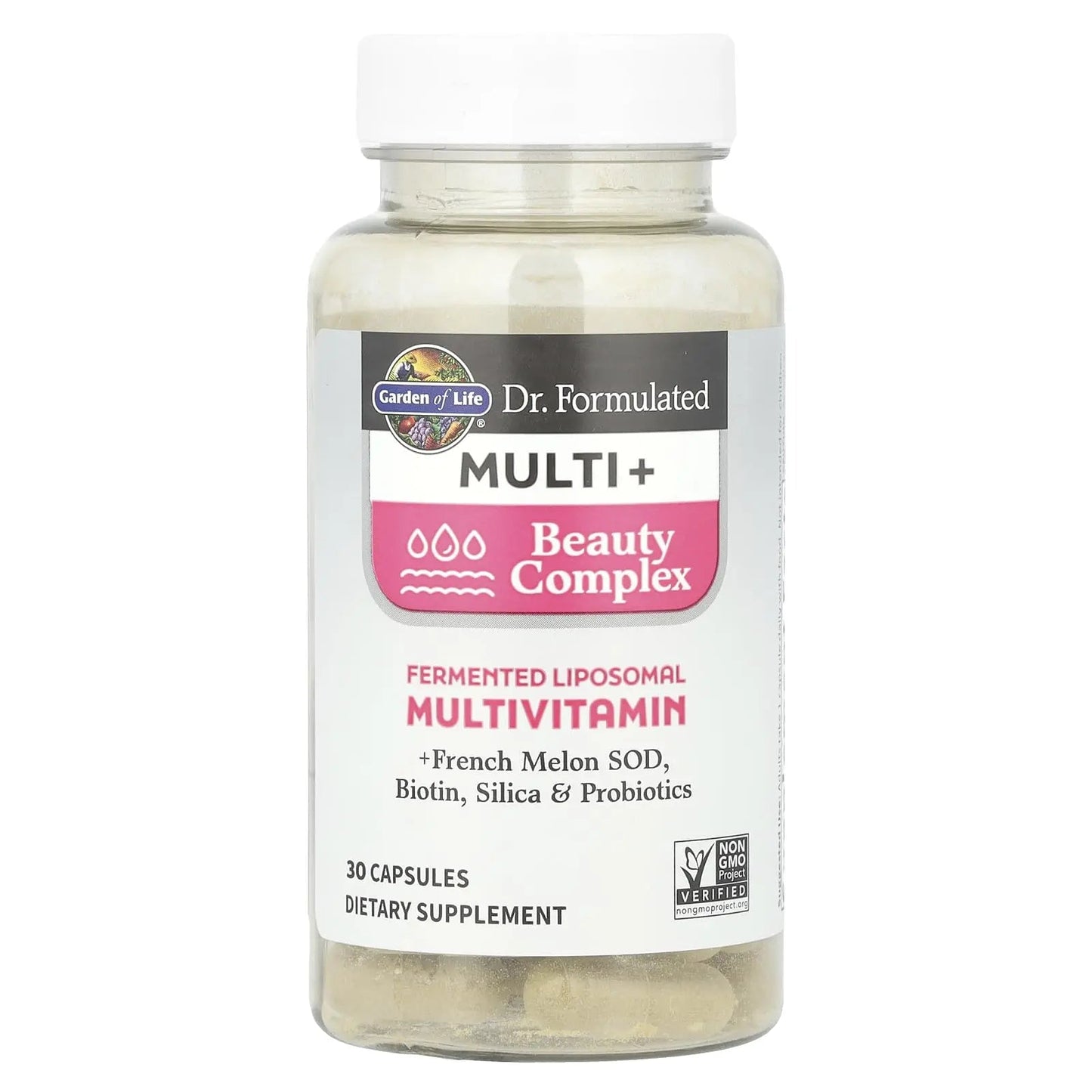 Garden of Life Dr Formulated Multi+ Beauty Complex Fermented Liposomal Multivitamin Plus Hair Skin and Nails Vitamins, French Melon SOD Garden of Life