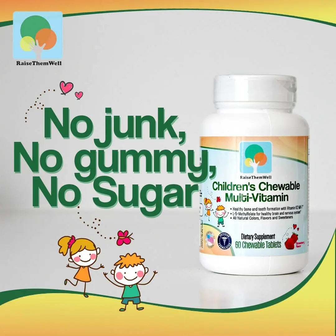 Raise Them Well Tasty Chewable Kids Multivitamin, All-Natural Colors, Flavors & Sweeteners, Daily Essential Vitamins for Children, Easy-to-Chew Vitamins, Strawberry Raise Them Well
