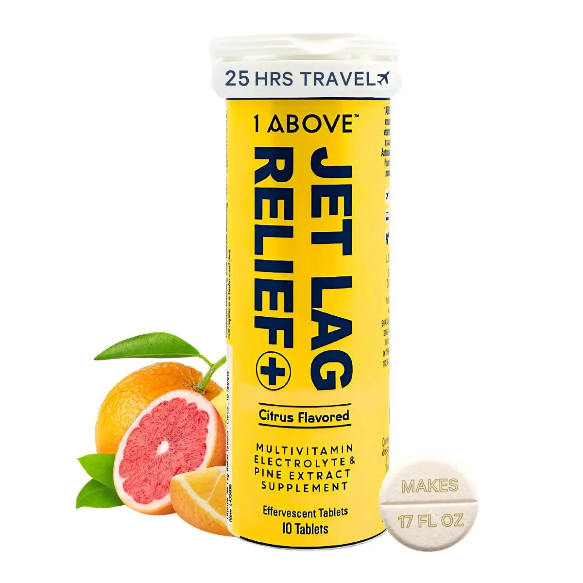 1Above Jet Lag Relief Tablets - Citrus-Flavored Effervescent Multivitamin with Pycnogenol Travel Supplement for Hydration, Energy 1ABOVEBuy Supplements Australia
