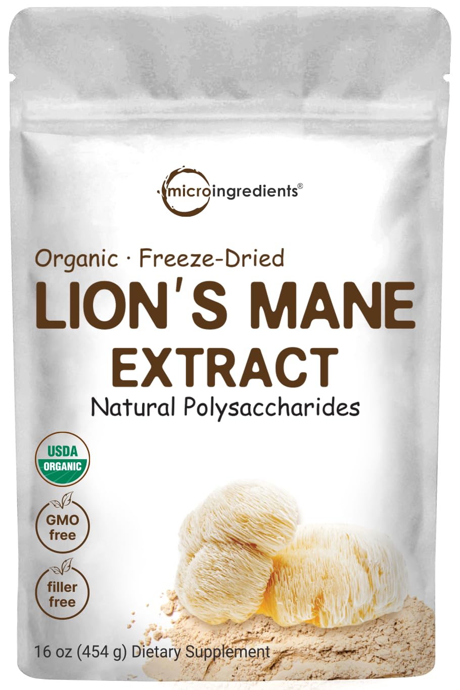 Micro Ingredients Organic Lions Mane Mushroom Supplement Powder 16 Ounce Micro IngredientsBuy Supplements Australia