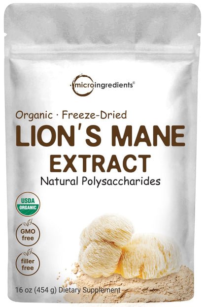 Micro Ingredients Organic Lions Mane Mushroom Supplement Powder 16 Ounce Micro IngredientsBuy Supplements Australia
