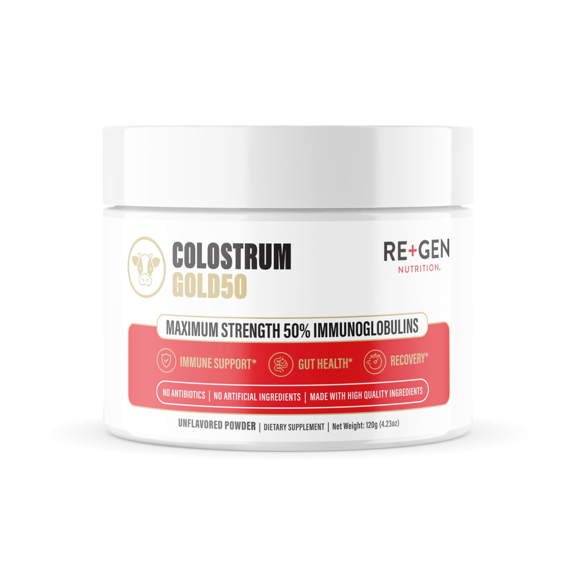 Re+Gen Nutrition Colostrum Gold 50 Bovine Colostrum Powder for Gut Health, Immune Support & Muscle Recovery – 50% IgG Concentration, Grass Fed, Gluten Free, No Artificial Ingredients Re+Gen NutritionBuy Supplements Australia