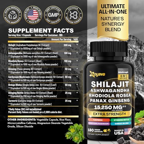 Zoyava Shilajit 9000MG Radiant Health Blend Ashwagandha 2000MG Rhodiola Rosea ZoyavaBuy Supplements Australia