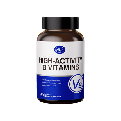 HUJ High-Activity B Vitamins - Supports Normal Energy Metabolism & Nerve System Health - Supplement with 8 B Vitamins, Inositol and D-Chiro Inositol - 60 Capsules. HUJBuy Supplements Australia
