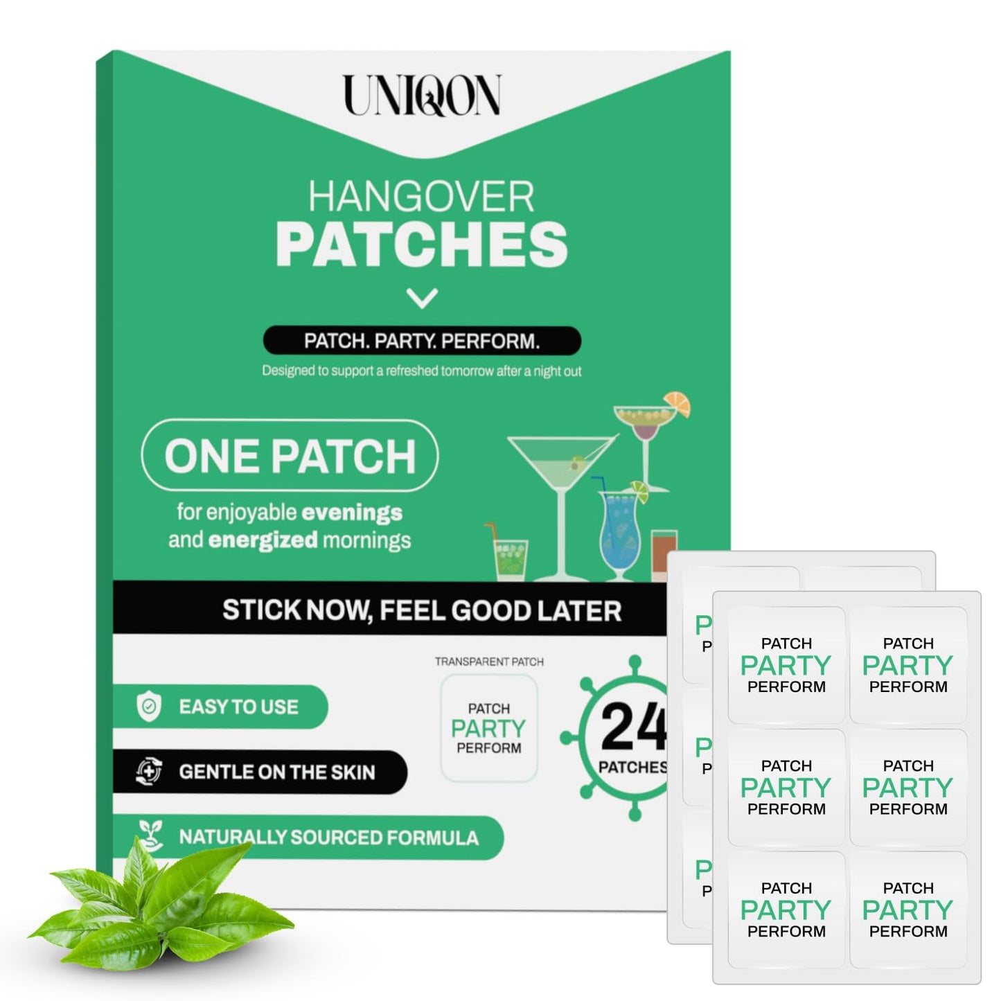 Recovery Patches 24 Pack, 100% Natural Ingredients Party Recovery Patch with Skin-Friendly & Waterproof Design, Strong Adhesive Party Patch for Secure Fit, Enhanced Morning Formula UniqonBuy Supplements Australia