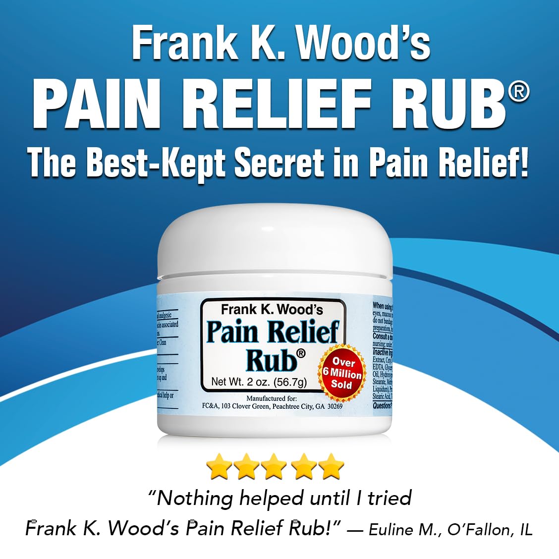FRANK K. WOOD'S PAIN RELIEF RUB-2 oz (3 Jars) FRANK K. WOOD'S PAIN RELIEF RUBBuy Supplements Australia