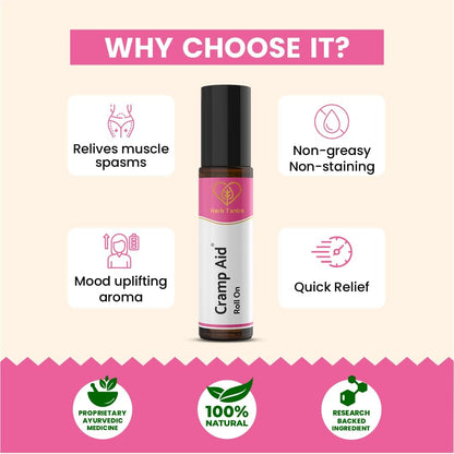 Cramp Aid Roll On for Menstrual Cramps | Instant Period Pain Relief | | Natural & Ayurvedic Alternative to hot Bags | Fits in Pocket GenericBuy Supplements Australia