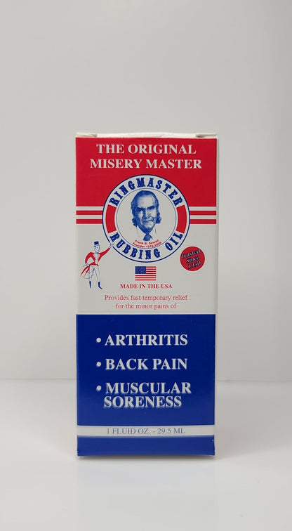 Ringmaster Rubbing Oil Pain Relief Since 1950 Made in USA for Arthritis, Rheumatism, Muscular Joint Soreness (1 oz) Ringmaster Rubbing OilBuy Supplements Australia