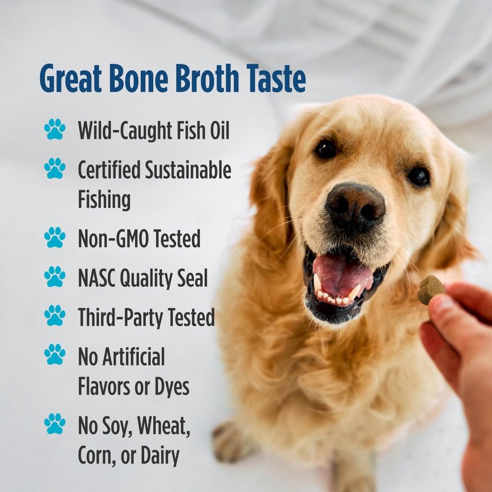 Nordic Naturals Pet Skin & Coat Soft Chews with Omega-3-30 Pork Bone Broth Flavored Soft Chews - Nutritional Support for Healthy Skin & a Soft and Shiny Coat - Non-GMO and IFOS Certified Nordic NaturalsBuy Supplements Australia