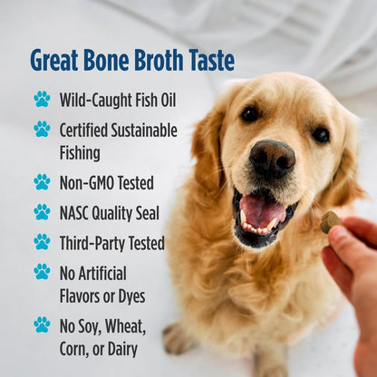 Nordic Naturals Pet Skin & Coat Soft Chews with Omega-3-30 Pork Bone Broth Flavored Soft Chews - Nutritional Support for Healthy Skin & a Soft and Shiny Coat - Non-GMO and IFOS Certified Nordic NaturalsBuy Supplements Australia