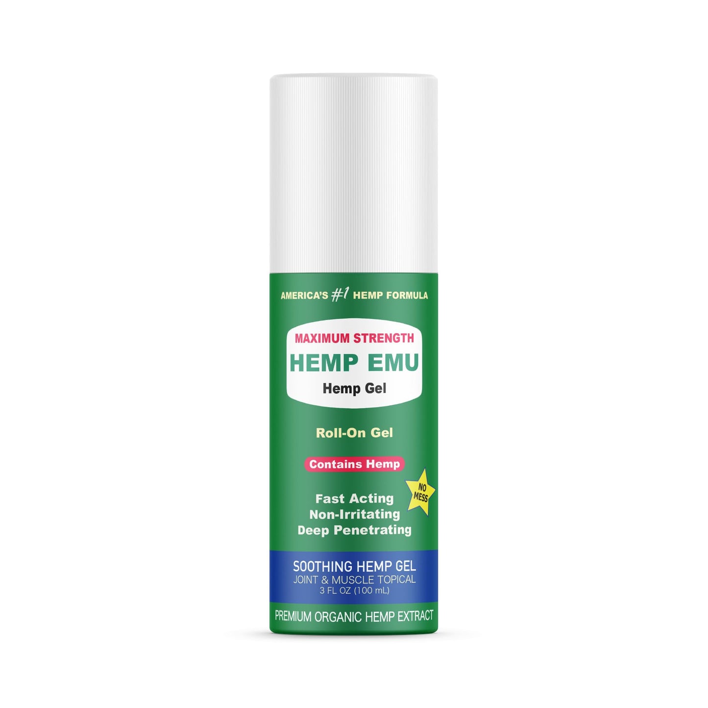 Hemp Emu - Hemp Roll On Gel - Muscle Rub for Back & Joint Discomfort - Soothing Gel with Organic Hemp Oil, Emu Oil, Menthol, Eucalyptus, Aloe Vera Hemp EmuBuy Supplements Australia