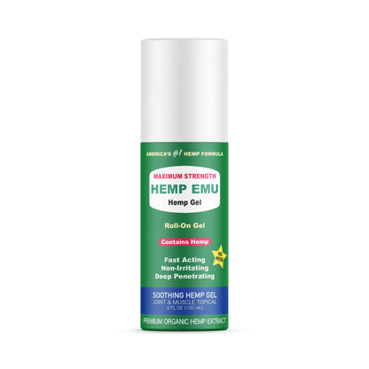 Hemp Emu - Hemp Roll On Gel - Muscle Rub for Back & Joint Discomfort - Soothing Gel with Organic Hemp Oil, Emu Oil, Menthol, Eucalyptus, Aloe Vera Hemp EmuBuy Supplements Australia