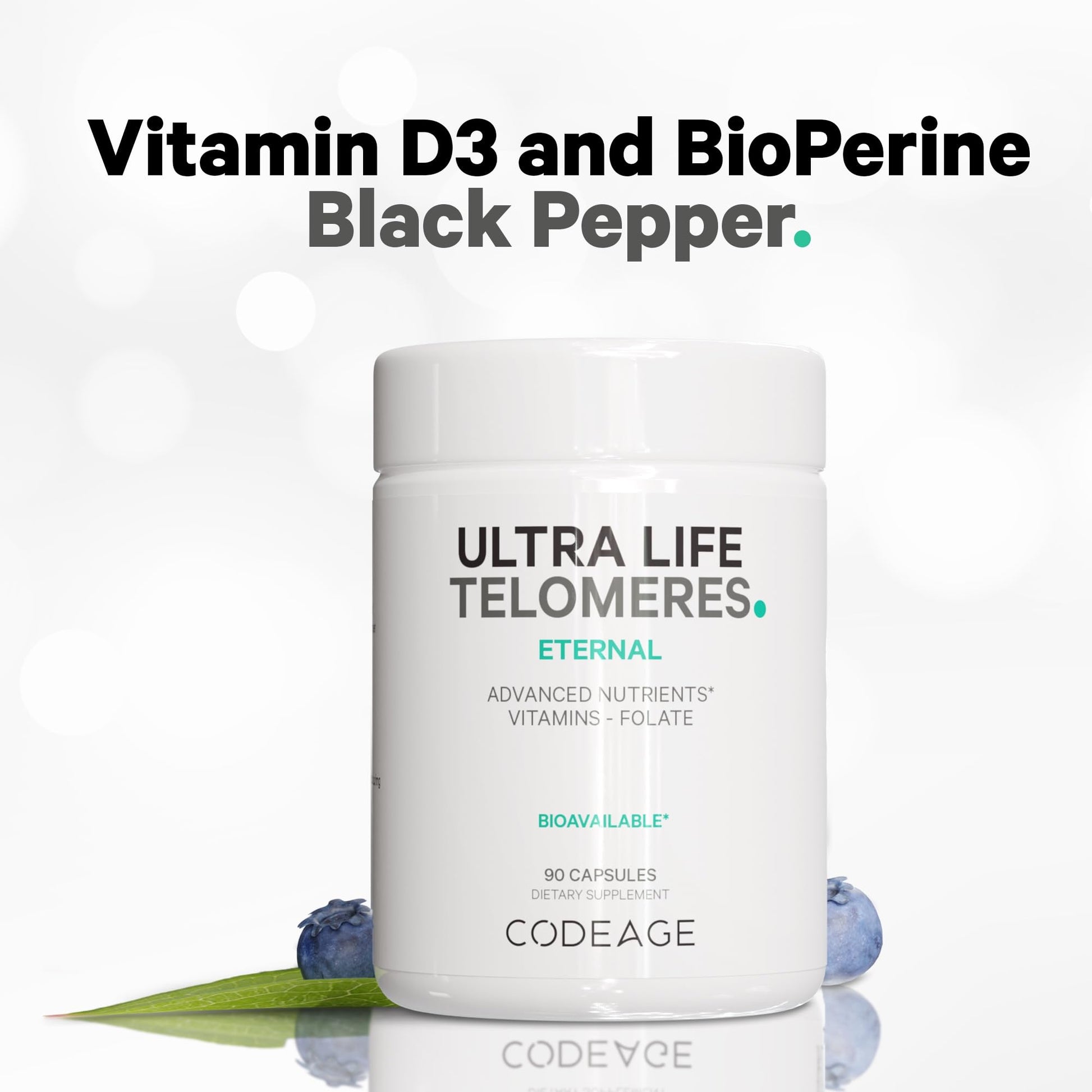 Codeage Ultra Life Telomeres Supplement - 5 MTHF Folate Vitamin B9, Vitamin B12 Methylcobalamin, Vitamin D3, L-Theanine, Ashwagandha - 3-Month Supply - DNA, Methylation Cycle - Non-GMO - 90 Capsules CodeageBuy Supplements Australia