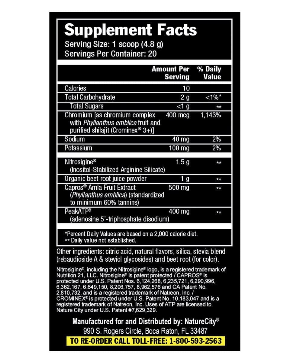 NatureCity True-NOx Nitric Oxide Supplements for Men and Women - Pre-Workout Booster Powder ft. Nitrosogine L-Arginine, Peak ATP, & Beetroot Juice Nitric Oxide Powder - Gluten Free, Keto, Non_GMO