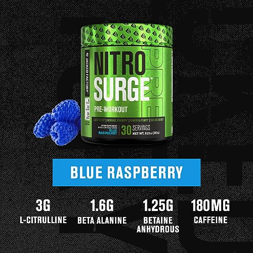 NITROSURGE Pre Workout Supplement - Energy Booster, Instant Strength Gains Jacked FactoryBuy Supplements Australia