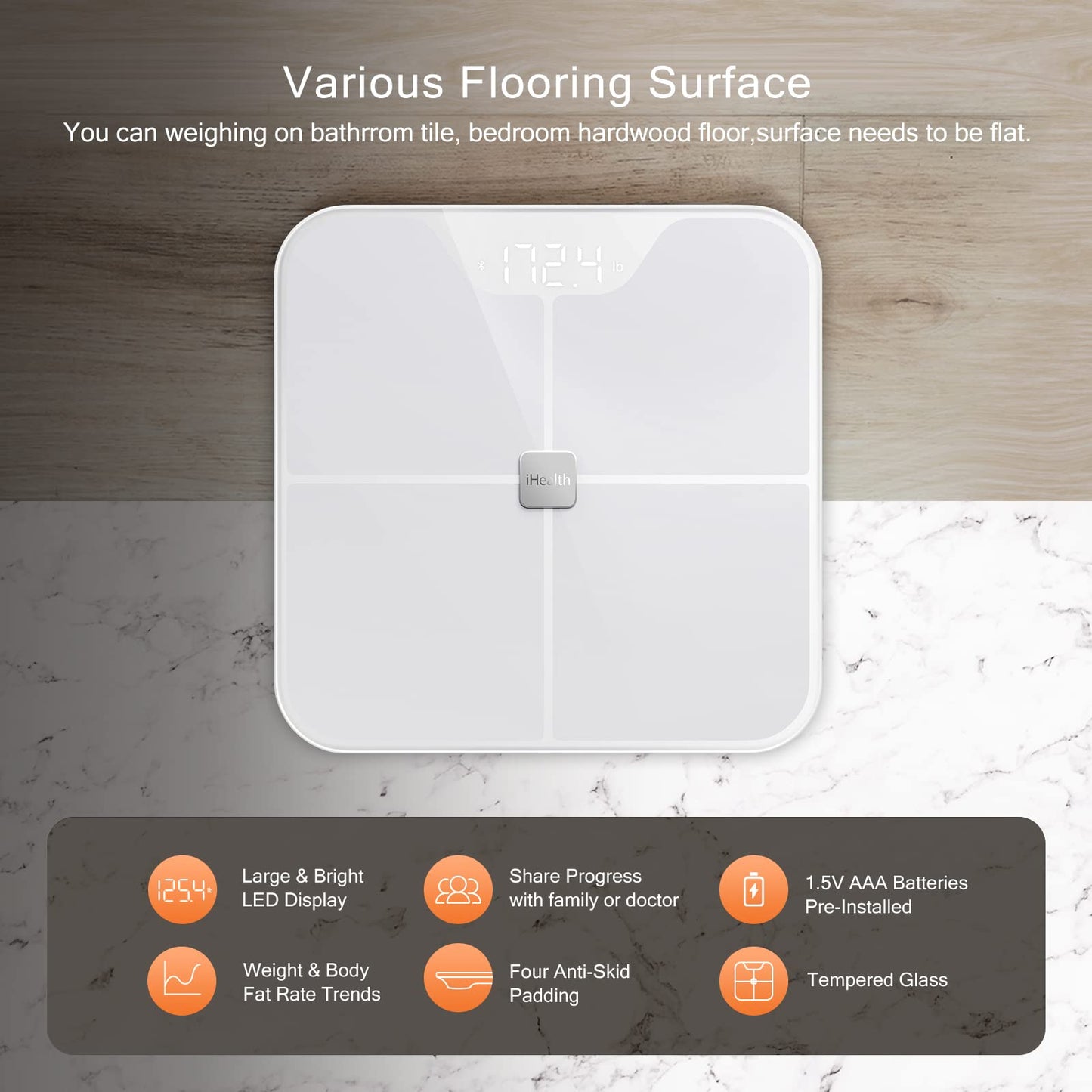 iHealth Nexus Smart Scale for Body Weight Bluetooth, Digital Bathroom Scale Body Fat and Muscle iHealthBuy Supplements Australia