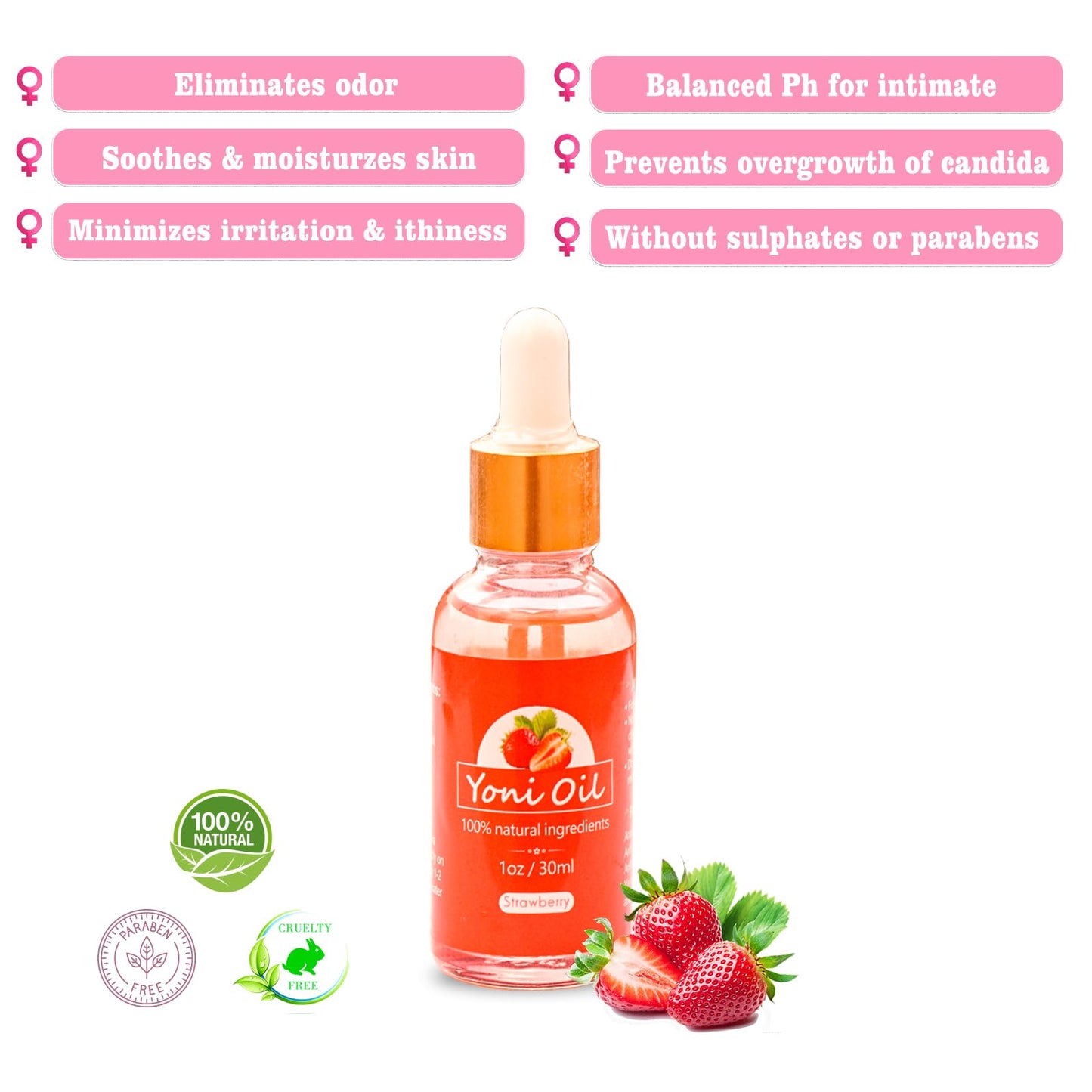 2Pcs Strawberry Yoni Bars and Yoni Oil Set for Feminine Wash, Yoni Wash for Cleanse Vaginal Balance PH tovaginshBuy Supplements Australia