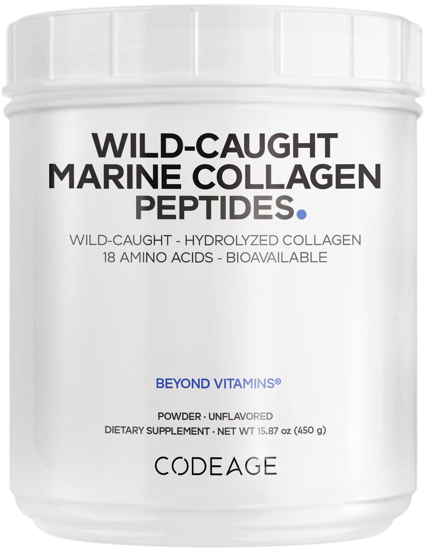 Codeage Marine Collagen Powder - Wild-Caught Hydrolyzed Fish Collagen Peptides - Type 1 & 3 Collagen Protein Supplement - Amino Acids for Skin, Hair, Nails - Paleo Friendly, Non-GMO, 15.87 Ounces CodeageBuy Supplements Australia