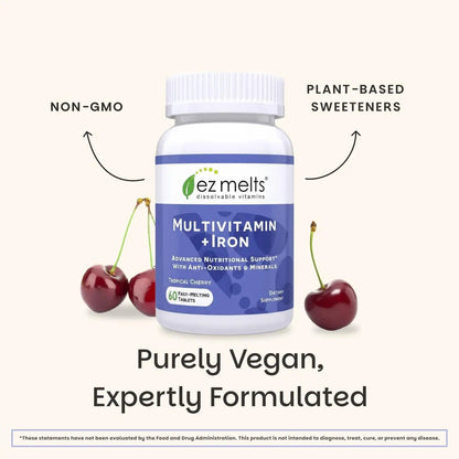 EZ Melts Multivitamin + Iron - Daily Multivitamin for Women & Men - Supports Healthy Energy Levels & Antioxidant Protection EZ MeltsBuy Supplements Australia