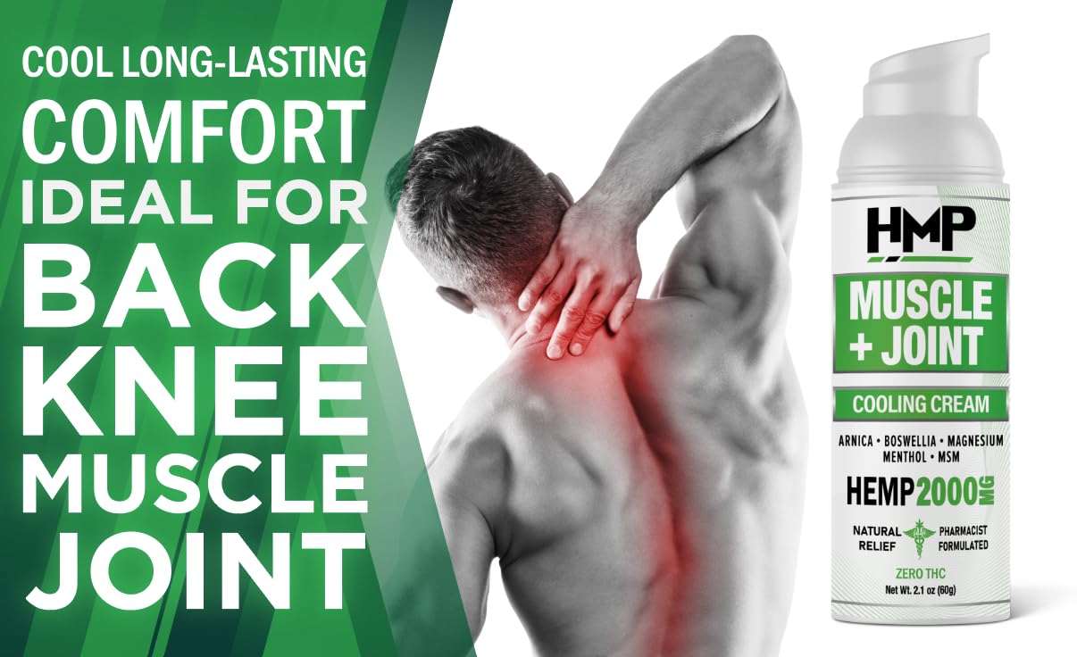 HMP BRANDS Hemp Cream Muscle & Joint Support 2000MG Hemp Discomfort Relief Formula w Menthol Ideal for Knee Muscle Joint Back Shoulder Elbow Maximum Joint Support, Natural Formula Made in USA 2.1oz HMP BRANDSBuy Supplements Australia