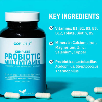 GOBIOTIX Multivitamin with Probiotics and Digestive Enzymes - 25 Billion CFU - Digestive Health, Probiotics for Women and Men GOBIOTIXBuy Supplements Australia