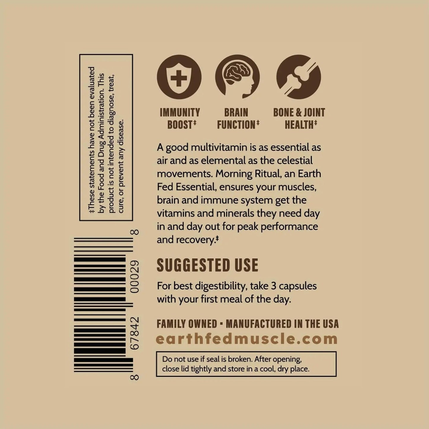 Earth Fed Muscle Morning Ritual Multivitamin for Women Supports General Health & Wellness - Multivitamin with Iron for Immune & Heart Support Earth Fed Muscle