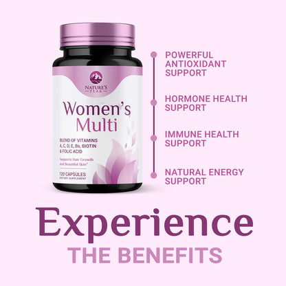 Multivitamin for Women - Complete Daily Womens Multivitamins with Calcium, Folate, Vitamin A, C, D, E & B Vitamins, Zinc and Iron - Multi Vitamins for Bone, Energy & Immune Support - 120 Capsules Nature's PeakBuy Supplements Australia