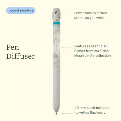 Pen Diffuser in Crisp Mountain Air Essential Oil Blends - Elegant 1.0mm Ballpoint Tip - Black Pen LifelinesBuy Supplements Australia