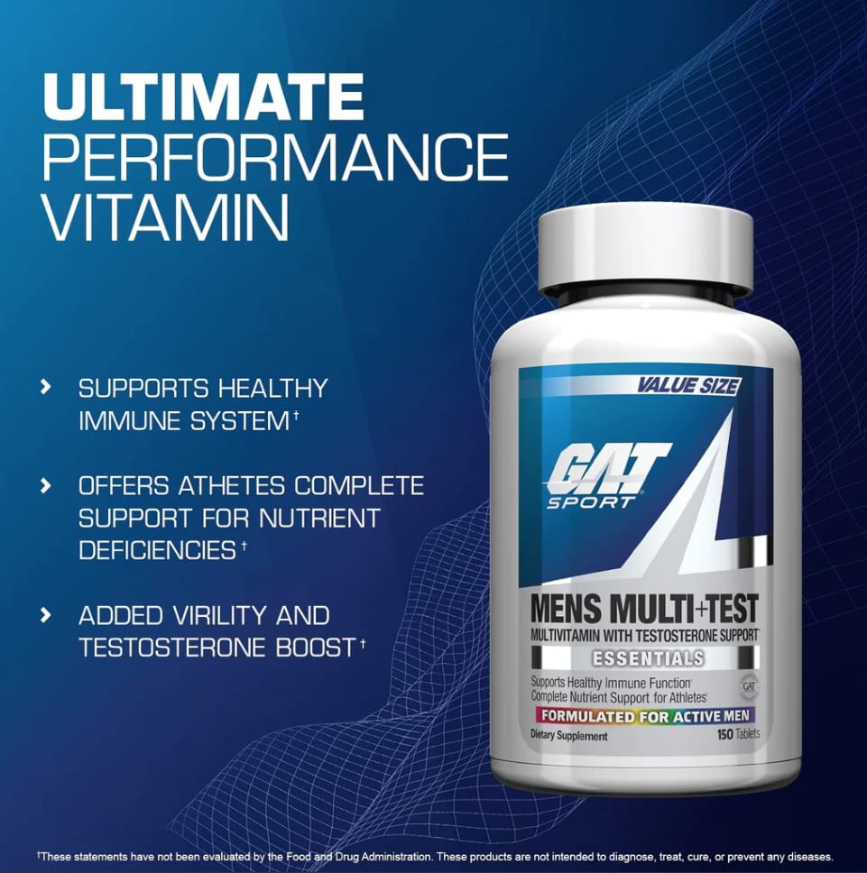 GAT SPORT Men's Multi + Test, Premium Multivitamin Tablets (60 Count) GAT SPORTBuy Supplements Australia
